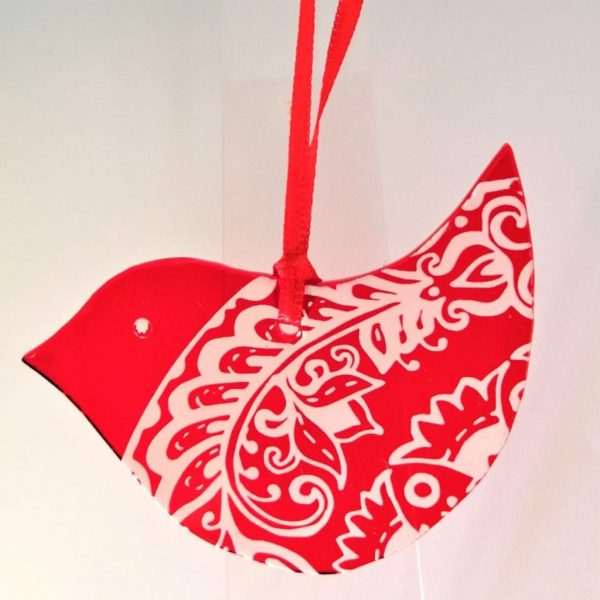 Red Bird with lace Decoration