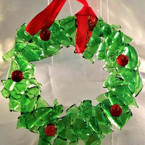 Upcycled Wine Bottles - Small Glass Wreaths